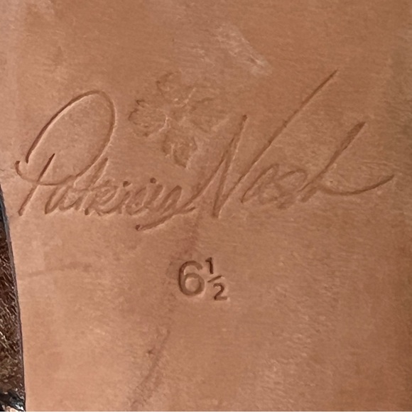 Patricia Nash Ruffina tooled leather mules brown bronze gold heels 6.5 - Picture 3 of 11